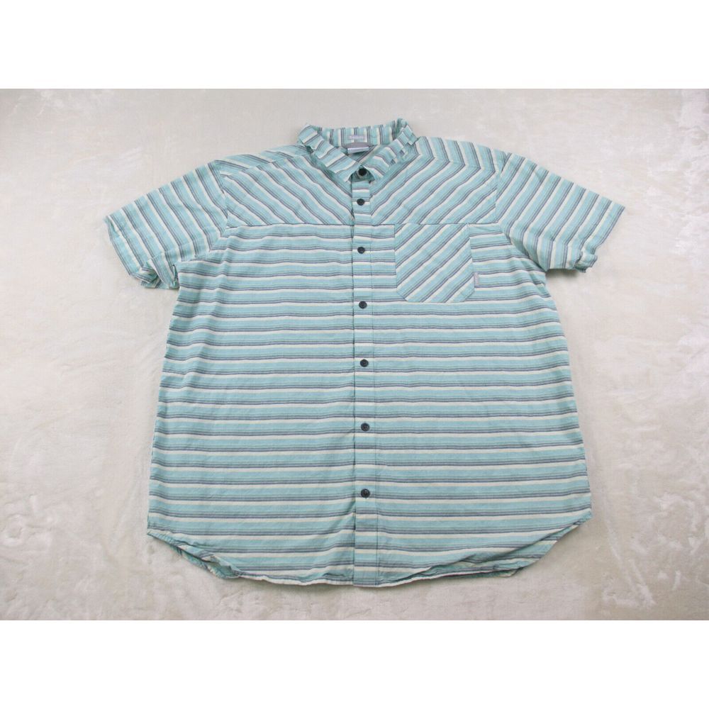 Columbia Shirt Mens 2XL XXL Blue Striped Button Up Outdoor Gorpcore Casual*